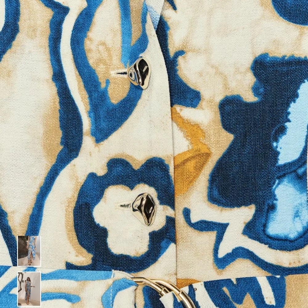 Zara High Low Dress in Blue and Gold Floral - Picture 7 of 10